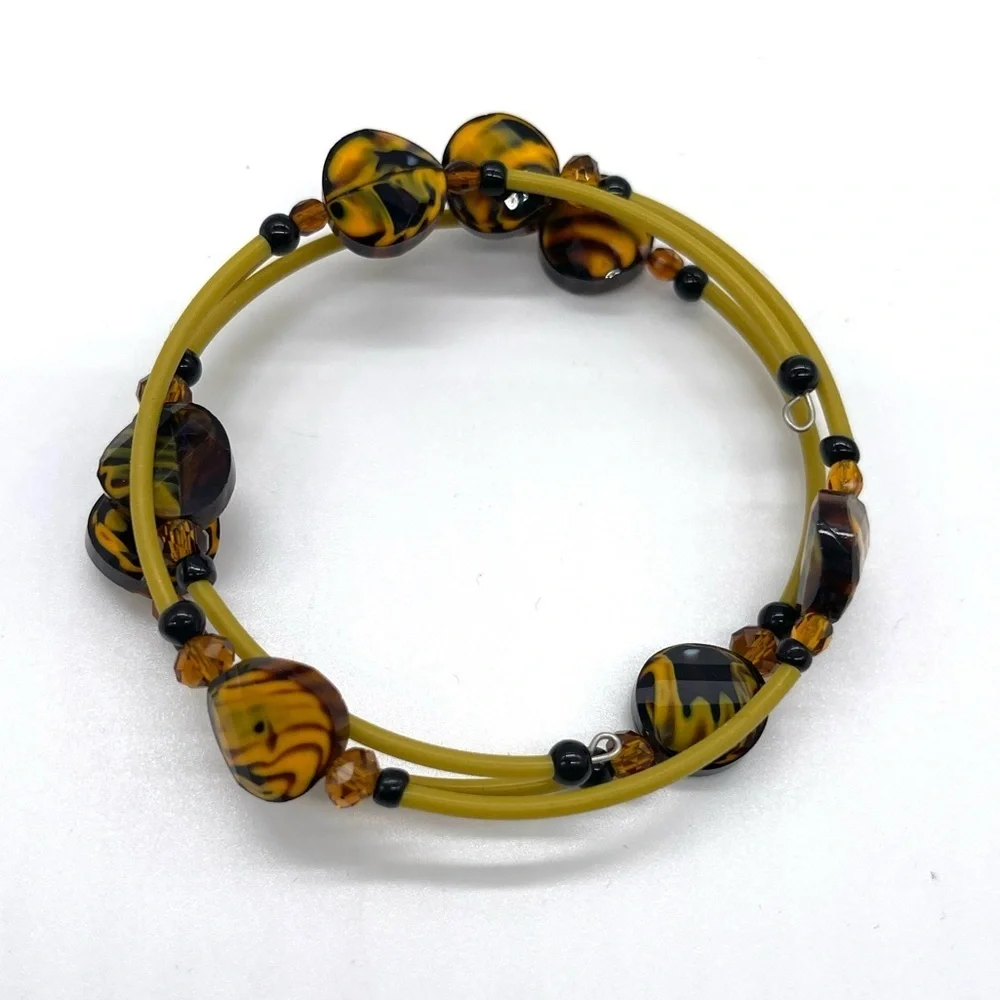 Amber and Tigers Eye Coiled Bracelet